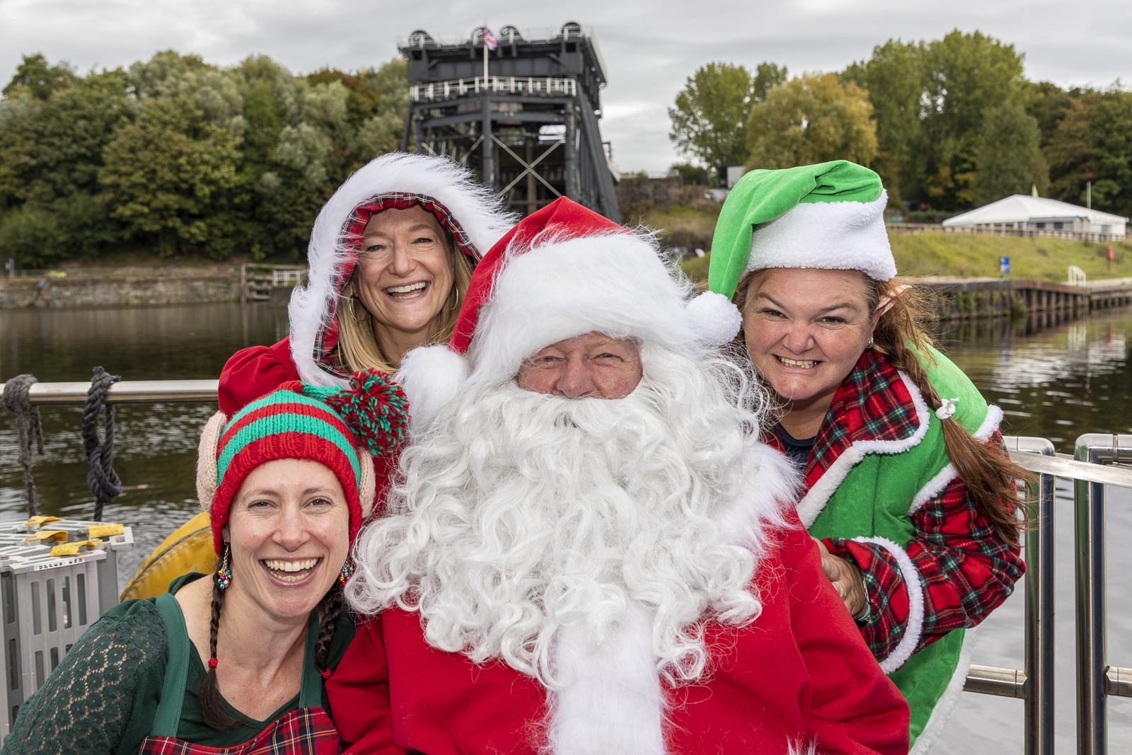 Santa and elves at Anderton Boat lift